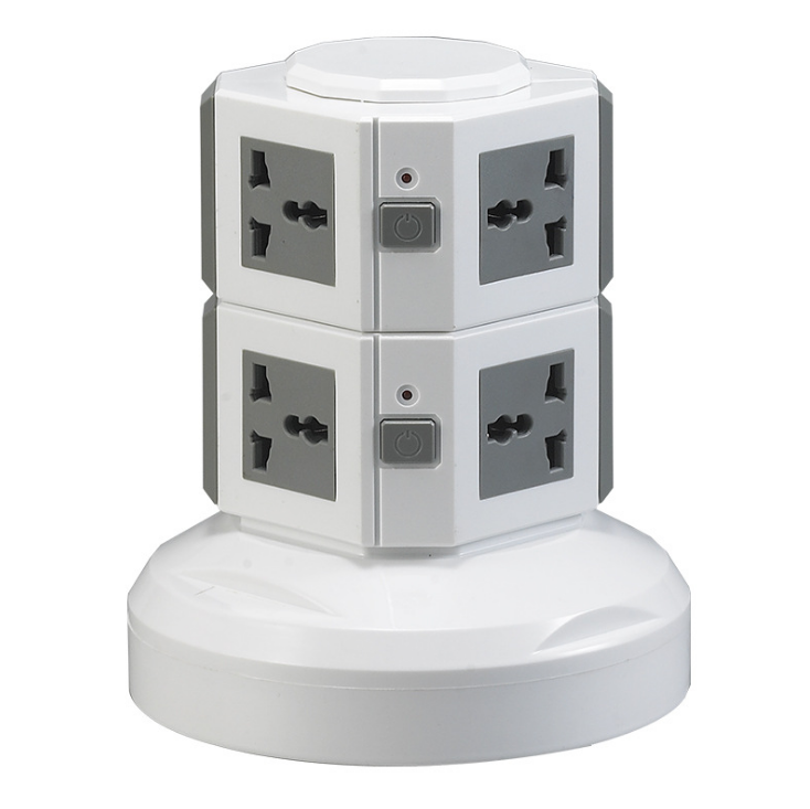 Color: Gray, Size: 4 layers with 2USB, Model: EU - Four-sided stereo rotating multi-function vertical socket with USB mobile phone charging board