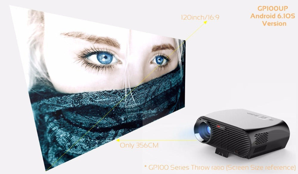 ViviBright GP100UP Smart Home Theater Projector Android6.01 3500 Lumens High Brightness LED WiFi Beamer 1280*800pixels black_European regulations