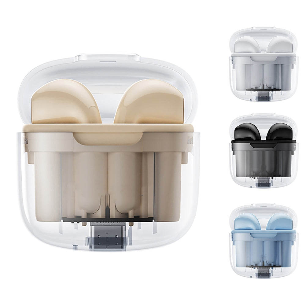 BD02 Wireless Earbuds In-Ear Earphones With Clear Calling Transparent Charging Case For Cell Phone Computer Laptop Sports black