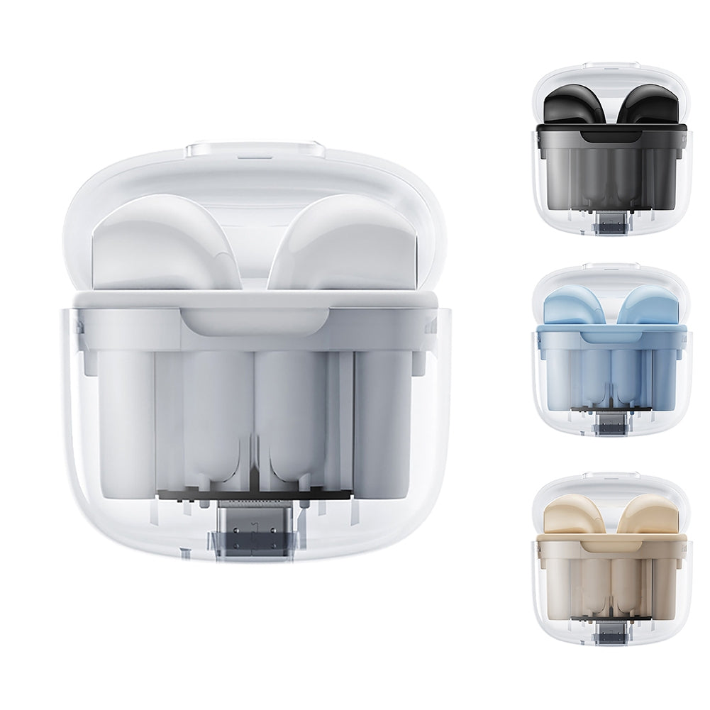BD02 Wireless Earbuds In-Ear Earphones With Clear Calling Transparent Charging Case For Cell Phone Computer Laptop Sports black