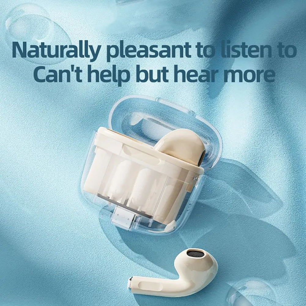 BD02 Wireless Earbuds In-Ear Earphones With Clear Calling Transparent Charging Case For Cell Phone Computer Laptop Sports black