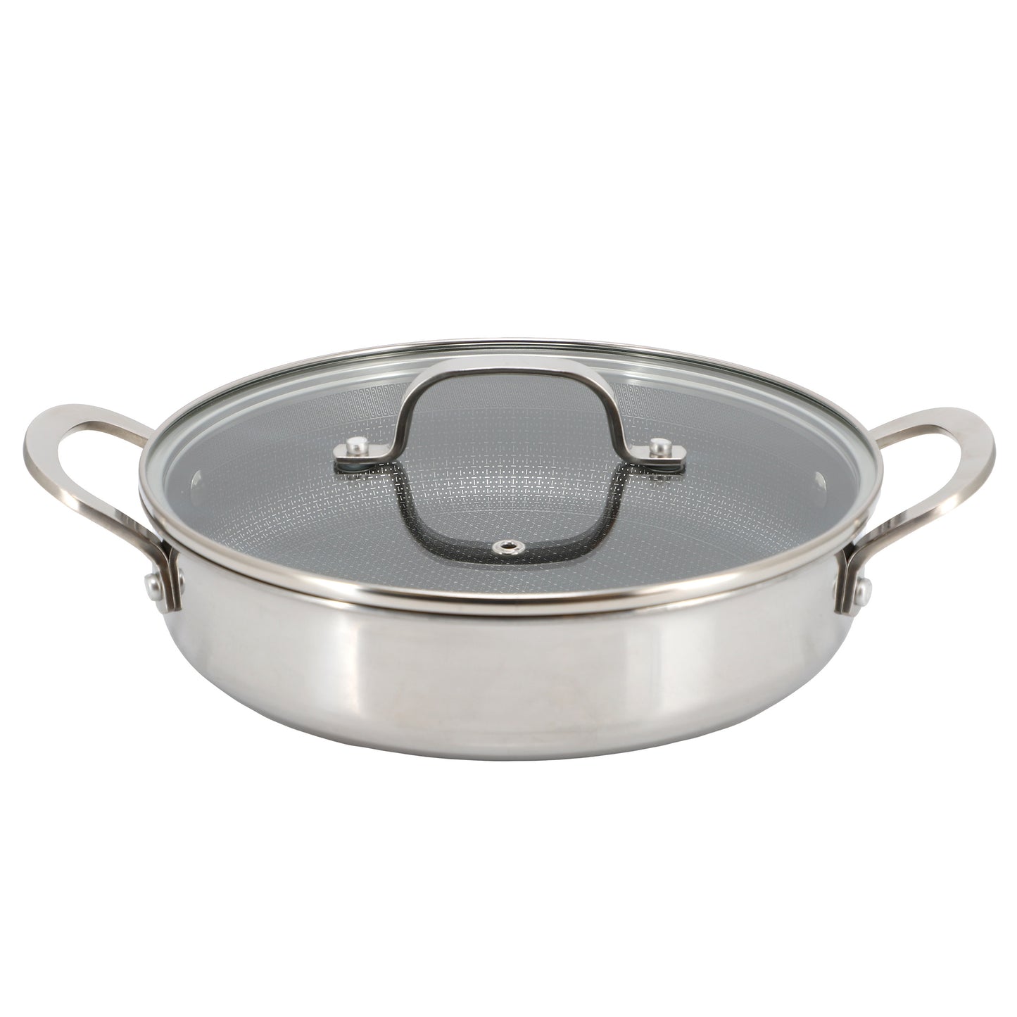 Better Chef 10 Inch 3-Ply Stainless Steel Nonstick Deep Fry Pan with Lid in Silver