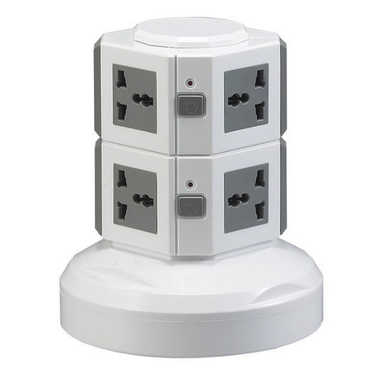 Color: Gray, Size: 4 layers with 2USB, Model: EU - Four-sided stereo rotating multi-function vertical socket with USB mobile phone charging board