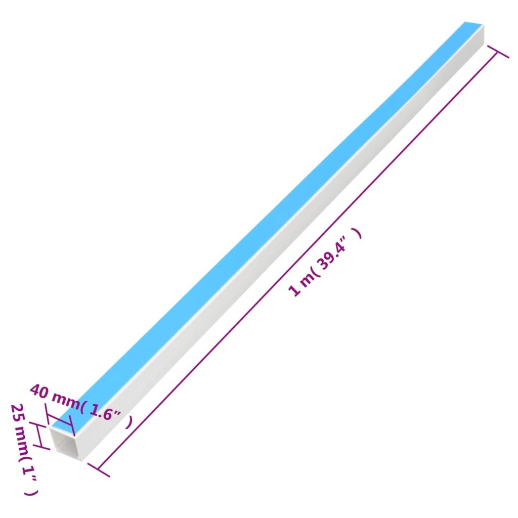 Cable Trunking Self-Adhesive 1.6"x1" 32.8' PVC