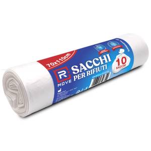 1 Rotolo da 10 Sacchi Rifiuti 70x110cm Trasparenti RMOVE