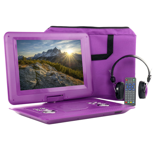 beFree Sound 14.1 Inch Portable DVD Player with Swivel TFT-LCD Screen and USB,SD,AV Inputs- Purple