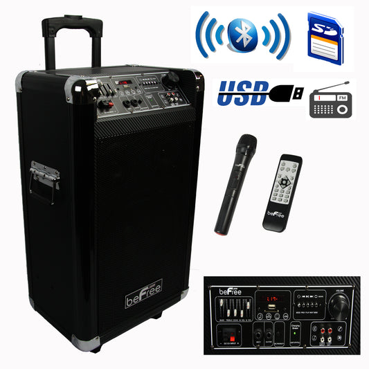 beFree Sound Sleek 10 Inch Professional Portable Bluetooth PA Speaker