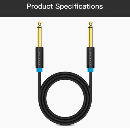 Vention Aux Guitar Cable 6.5 Jack Audio Cable 6.35mm Aux Cable for Stereo Guitar Mixer Amplifier Speaker  black