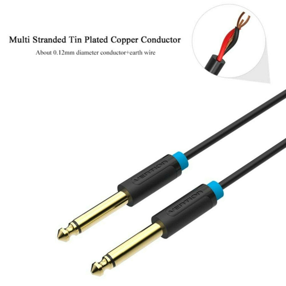 Vention Aux Guitar Cable 6.5 Jack Audio Cable 6.35mm Aux Cable for Stereo Guitar Mixer Amplifier Speaker  black