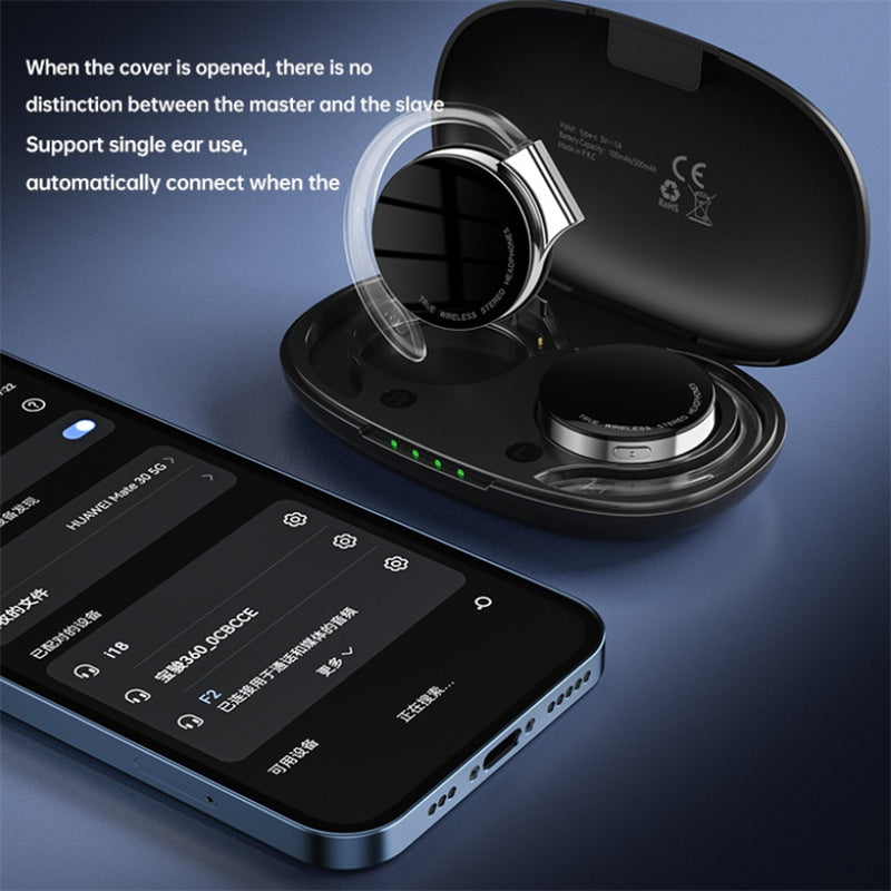 US F2 Tws Wireless Bluetooth Headset Noise-Cancelling Night Running Light Luminous Sports Earbuds Black
