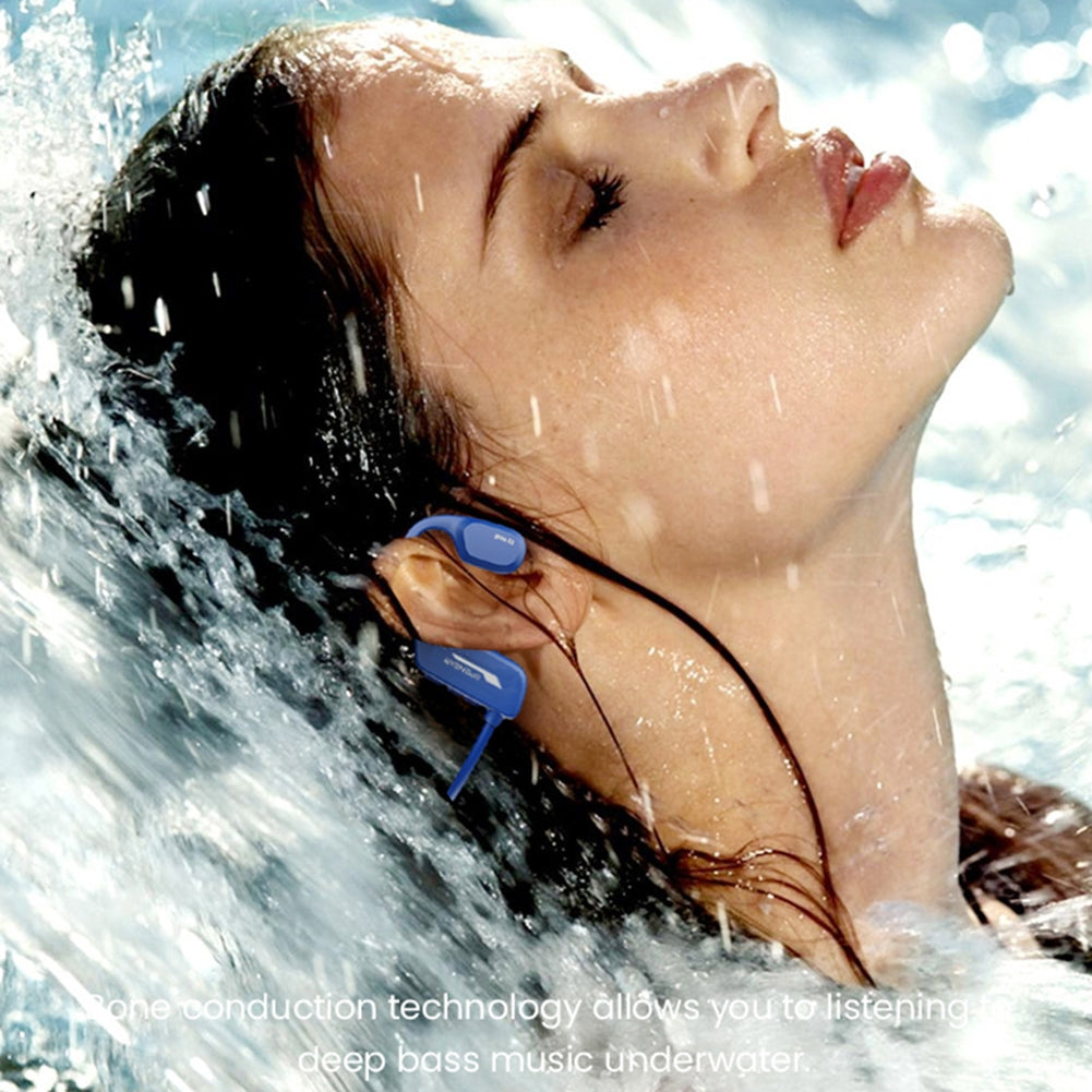 Wireless Headphones Headband Bone Conduction Earphones Clear Sound Calling Headphones Waterproof Earbuds Blue