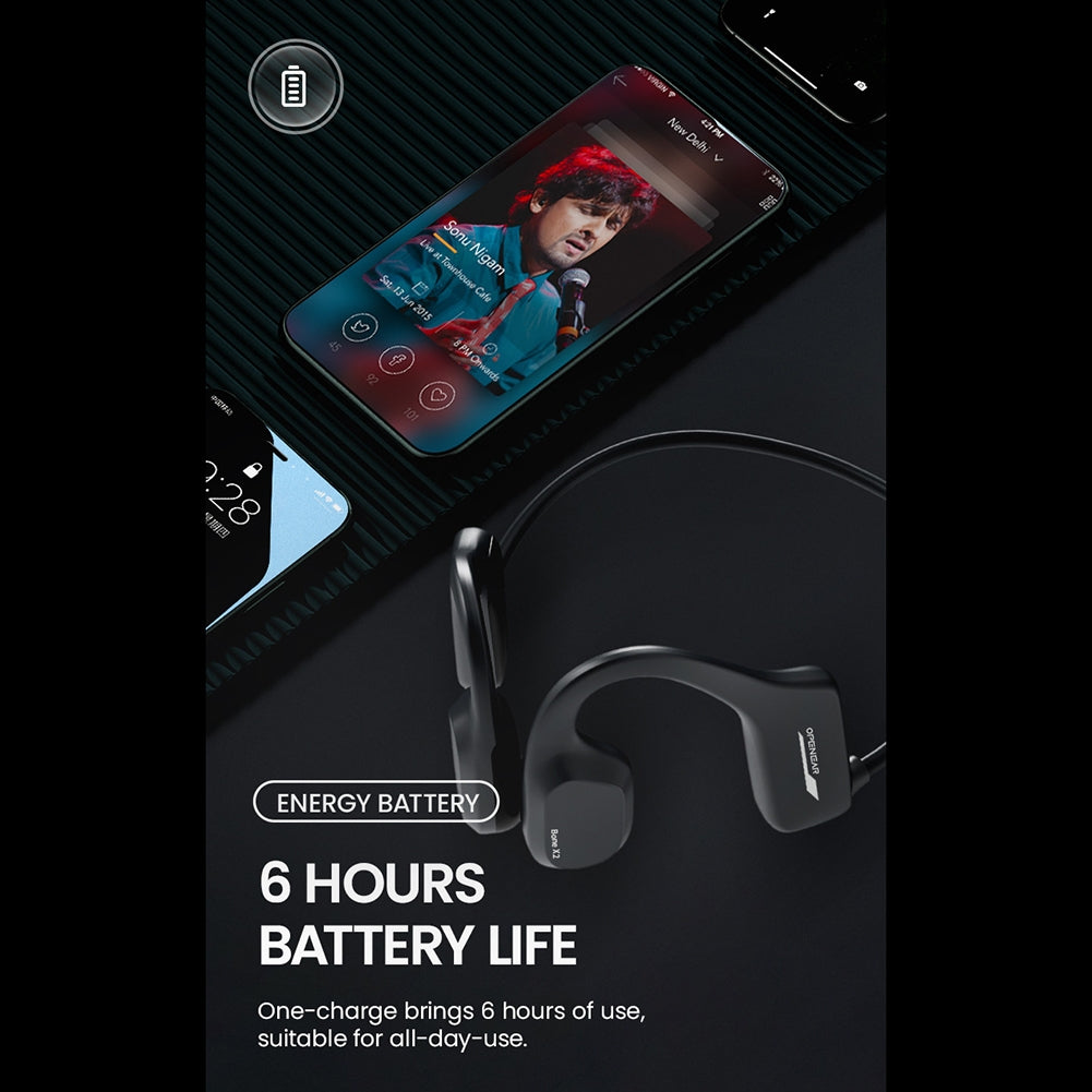 Wireless Headphones Headband Bone Conduction Earphones Clear Sound Calling Headphones Waterproof Earbuds Blue