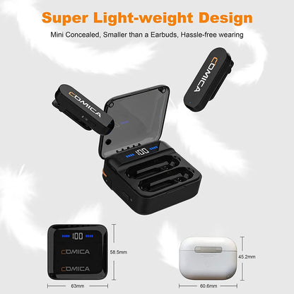 Color: Red, Ships From: CHINA - Comica Vimo S Wireless Lavalier Microphone 2.4G Compact  Wireless Lapel Microphone With Charging Case for iPhone Android Phone