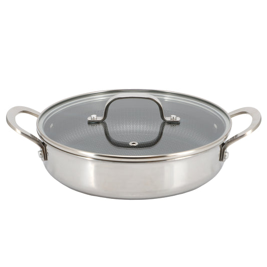 Better Chef 10 Inch 3-Ply Stainless Steel Nonstick Deep Fry Pan with Lid in Silver