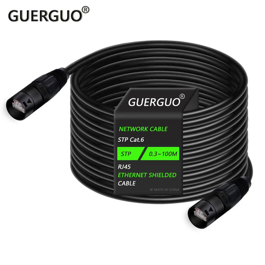 Color: Gold, Length: 5m - 0.3M-100M Cat5/CAT6 Stage Ethernet Extension Shielded Cable Outdoor&Indoor LAN Network STP/SFTP Cable with Zinc Alloy RJ45 Plug