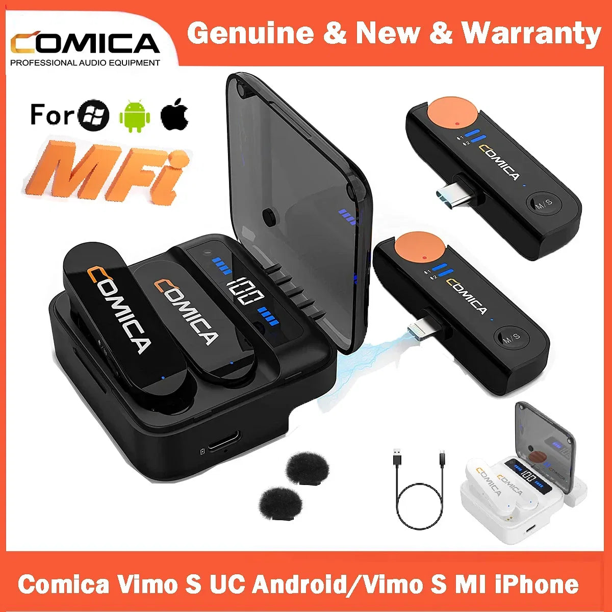 Color: Red, Ships From: CHINA - Comica Vimo S Wireless Lavalier Microphone 2.4G Compact  Wireless Lapel Microphone With Charging Case for iPhone Android Phone