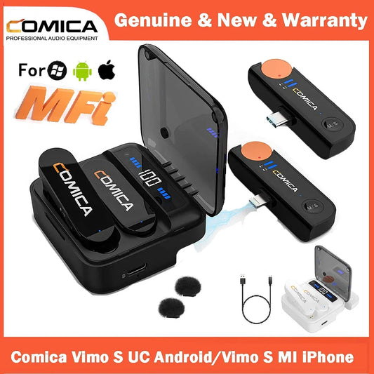 Color: Red, Ships From: CHINA - Comica Vimo S Wireless Lavalier Microphone 2.4G Compact  Wireless Lapel Microphone With Charging Case for iPhone Android Phone