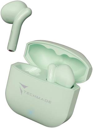 Techmade Auricolari Senza Filo Con Box di Ricarica Green