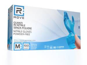 RMove 1Conf. da 100pz Tg.M - Guanti Nitrile Blu uso Medico Senza Polvere